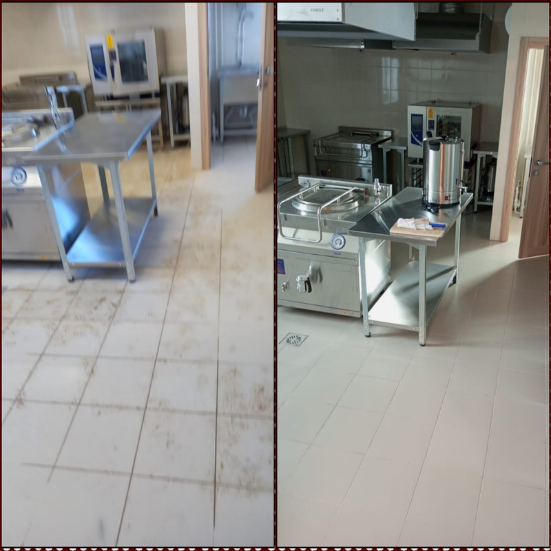 Генеральная уборка кухонной зоны и цехов школы после строительства